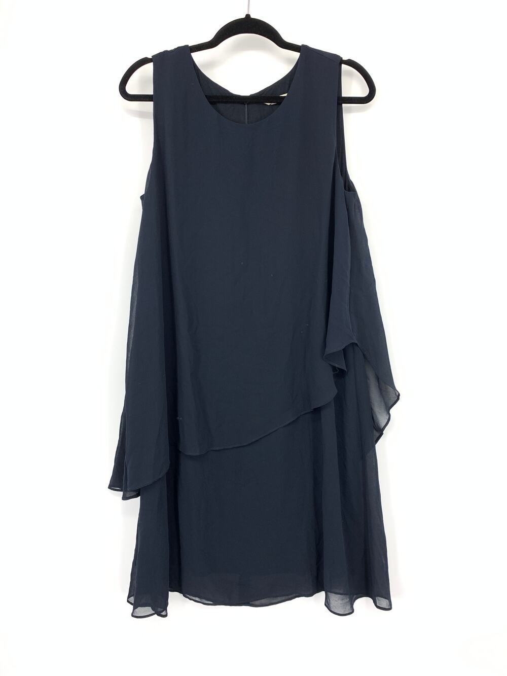 Soft Surroundings Sleeveless Tiered A-Line Dress Womens Sz Medium Dark Navy Blue